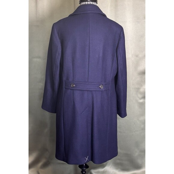 Talbots Long Navy Woven in Italy Wool Blend Luxurious Collection Coat 14P $349 - Picture 2 of 13